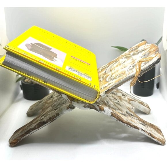 Handcrafted Rustic Wood Quran Stand Book Holder Folding Carved Decorative - Picture 10 of 11